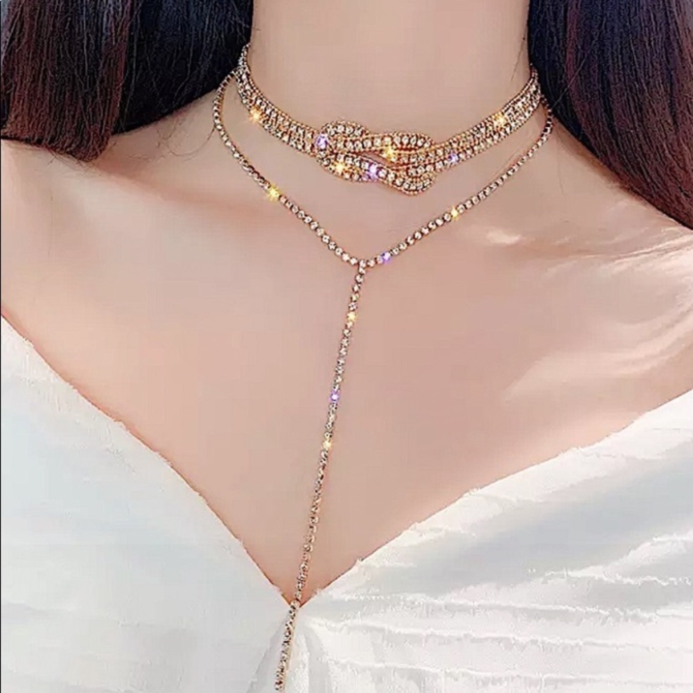 GOLD PLATED CRYSTAL RHINESTONE CHOKER